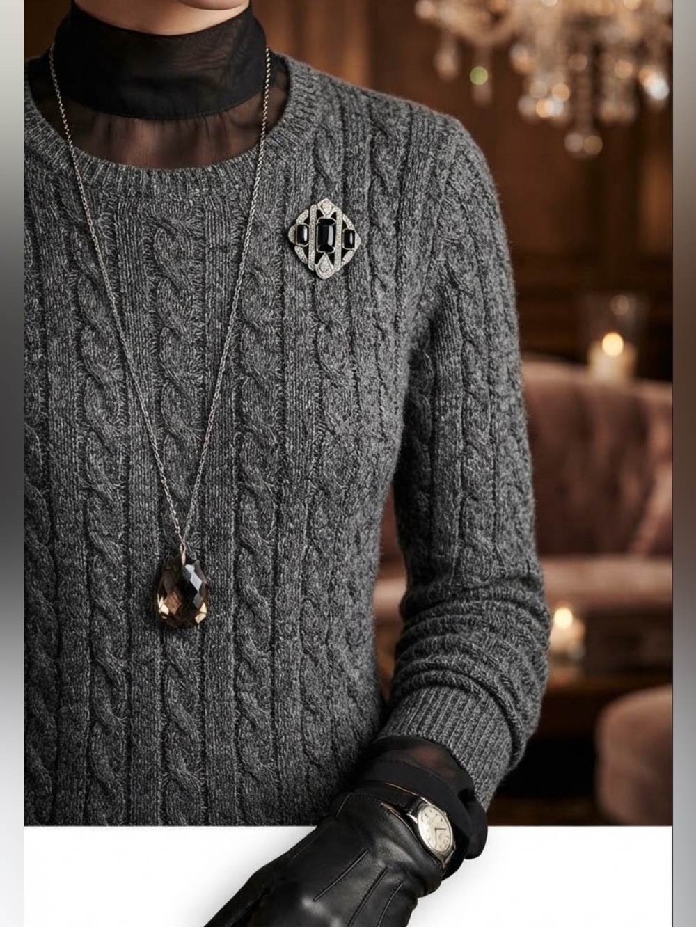 St John’s Bay Classic Cable Knit Charcoal Grey Crewneck Sweater Women’s Size XL
